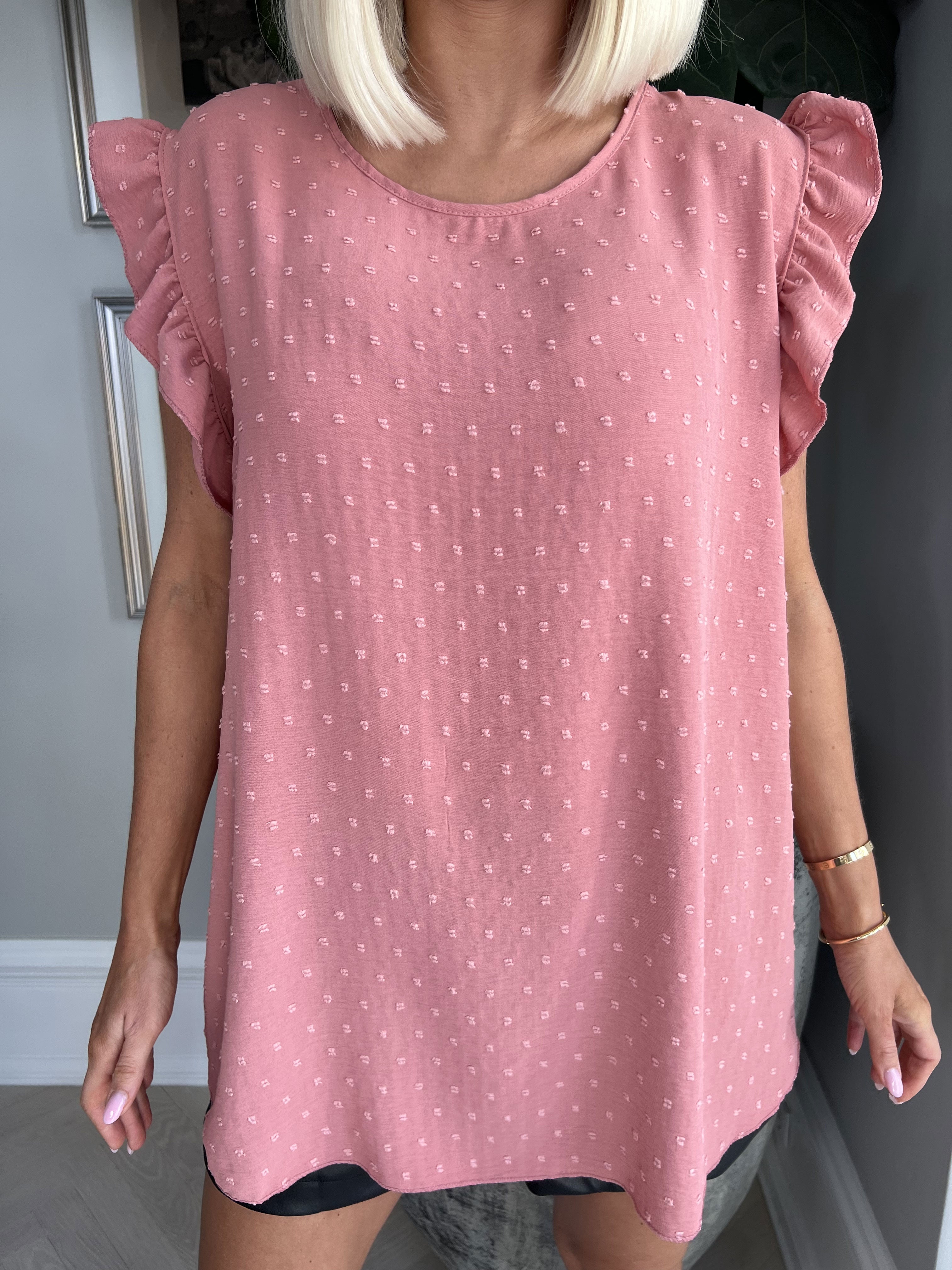 Evig - Sød tunika med prikket detaljer og flæseærmer